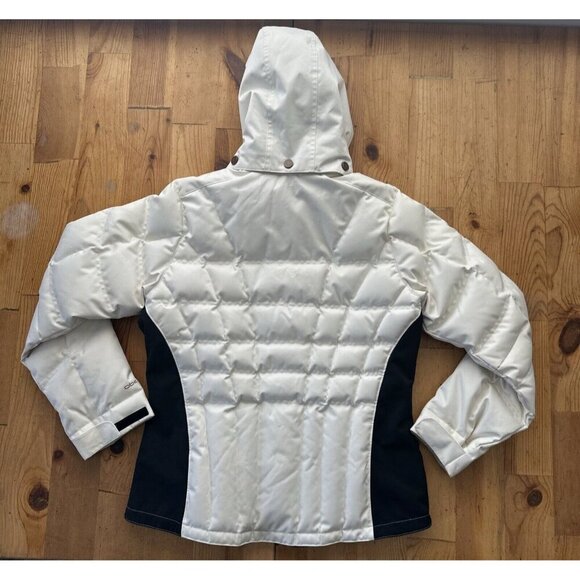 Obermeyer Down Coat Womens 12 White Black Duck Puffer Circuit Ski Snow - Picture 2 of 15